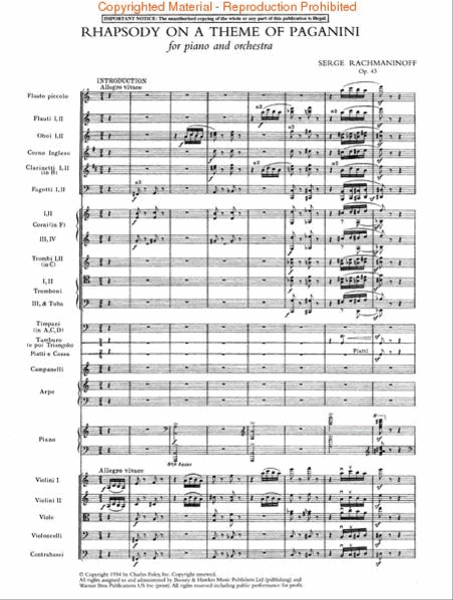 Rhapsody on a Theme of Paganini, Op. 43 Orchestra scores gallery preview page 2