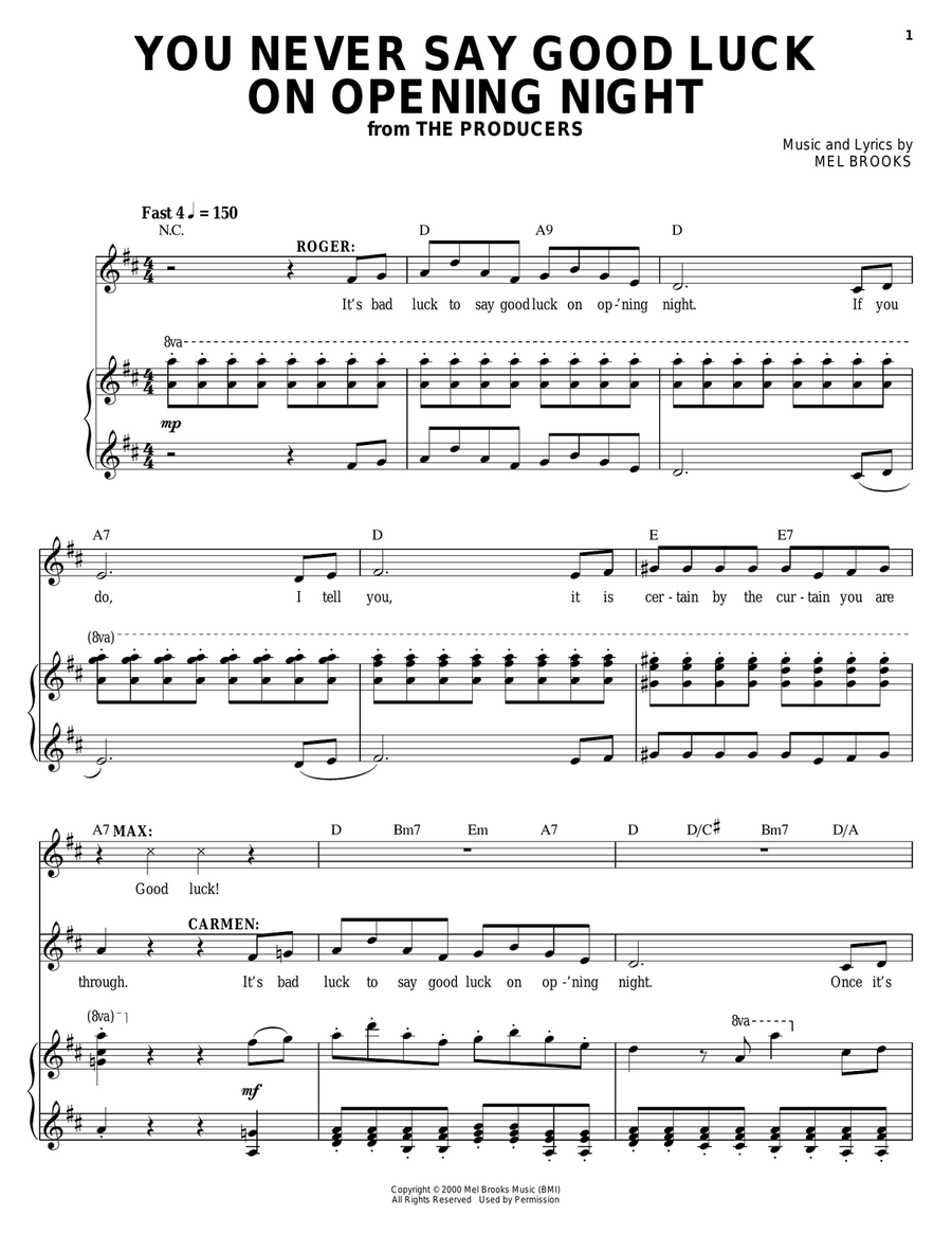 You Never Say Good Luck On Opening Night Piano, Vocal scores gallery preview page 1
