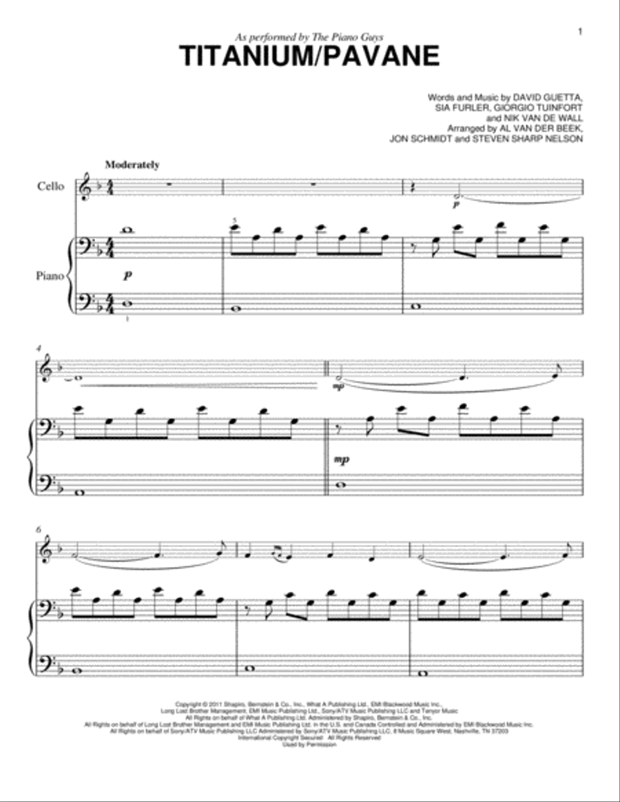 Titanium / Pavane Cello scores gallery preview page 1
