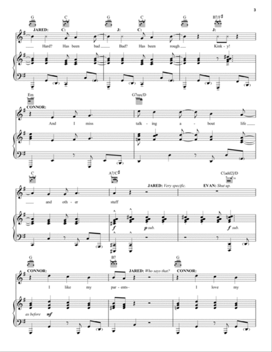 Sincerely, Me (from Dear Evan Hansen) Piano, Vocal, Guitar scores gallery preview page 3