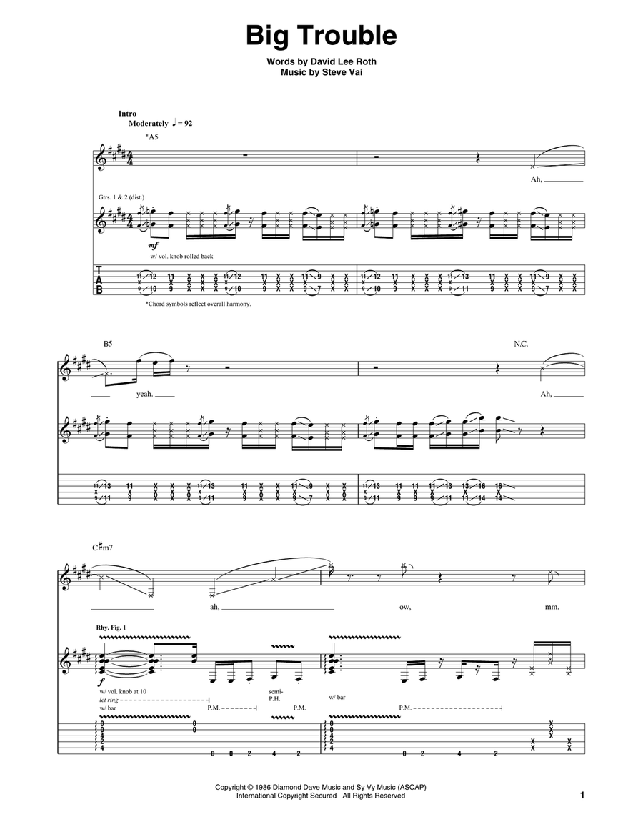 Big Trouble Big Trouble Guitar Tablature scores gallery preview page 1