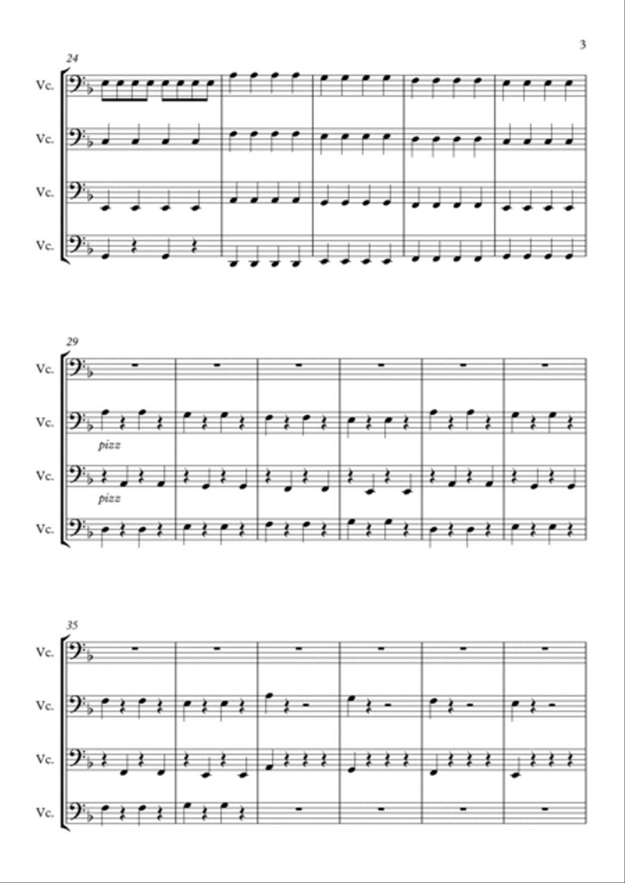 Motion - Easy Cello Quartet String Quartet scores gallery preview page 3