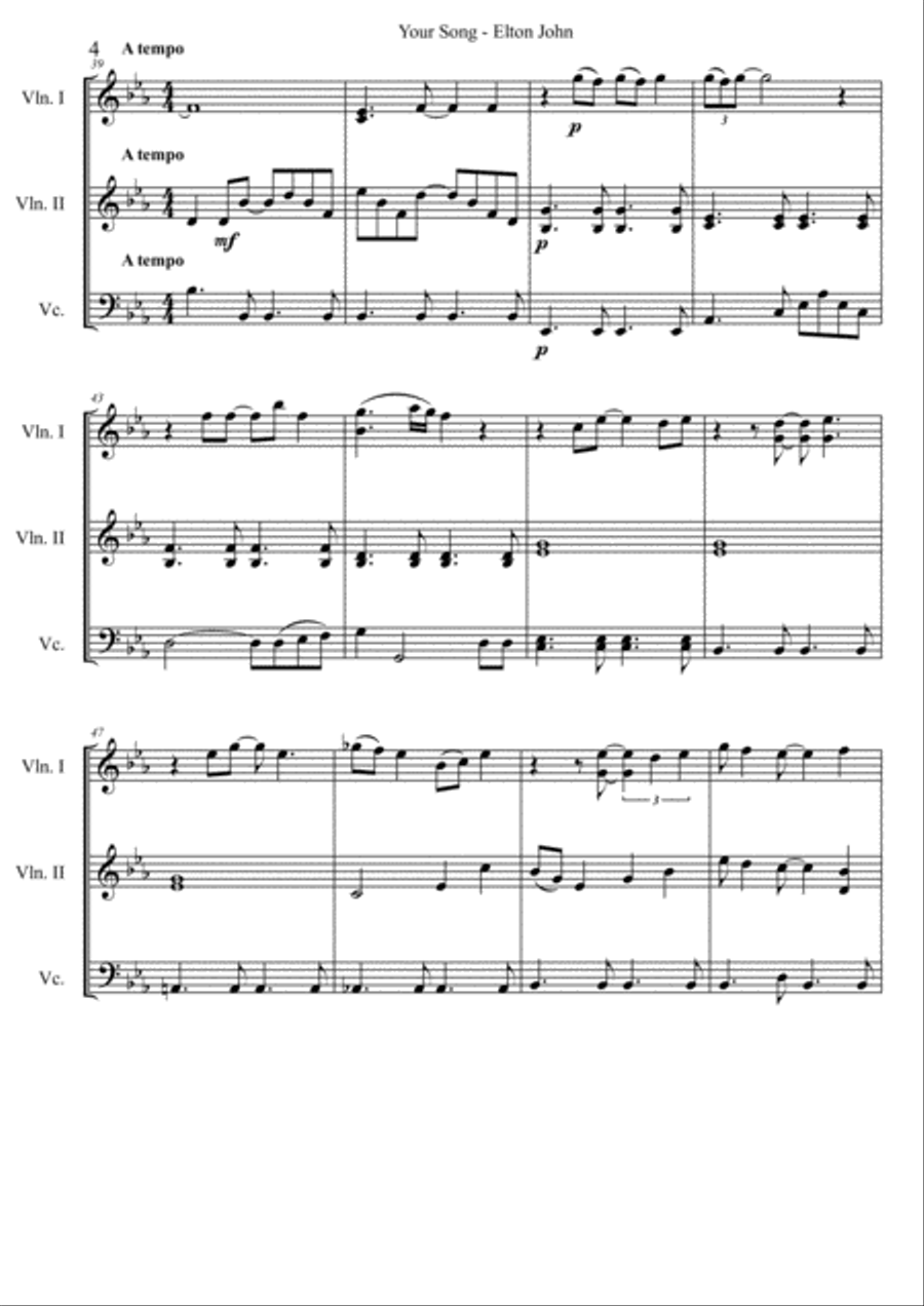 Your Song String Trio scores gallery preview page 4