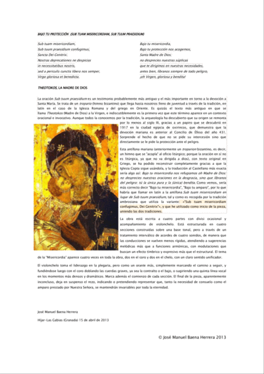 Sub tuam misericordiam (Bajo tu protección) Choir scores gallery preview page 2