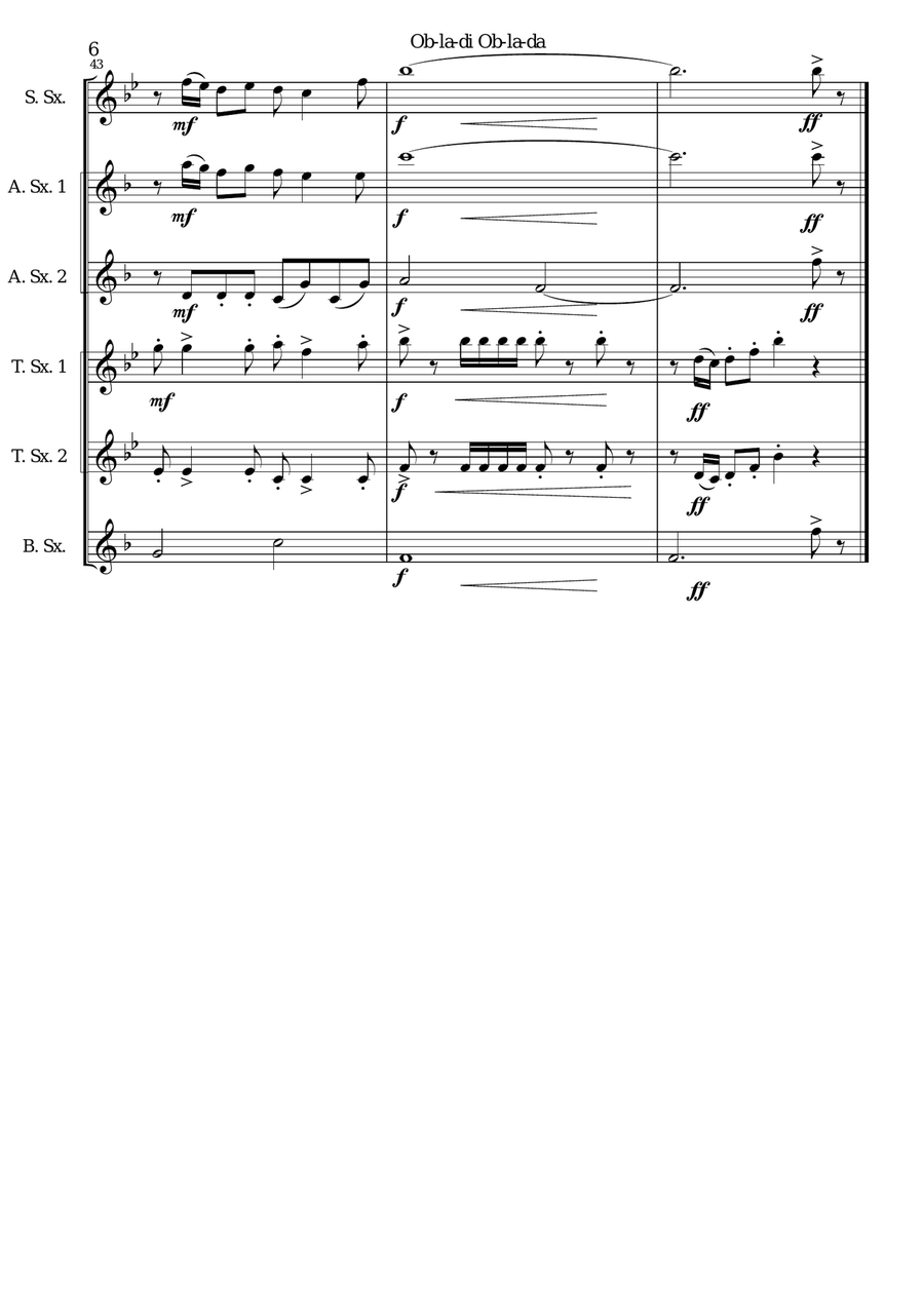 Ob-La-Di, Ob-La-Da Woodwind Quartet scores gallery preview page 6