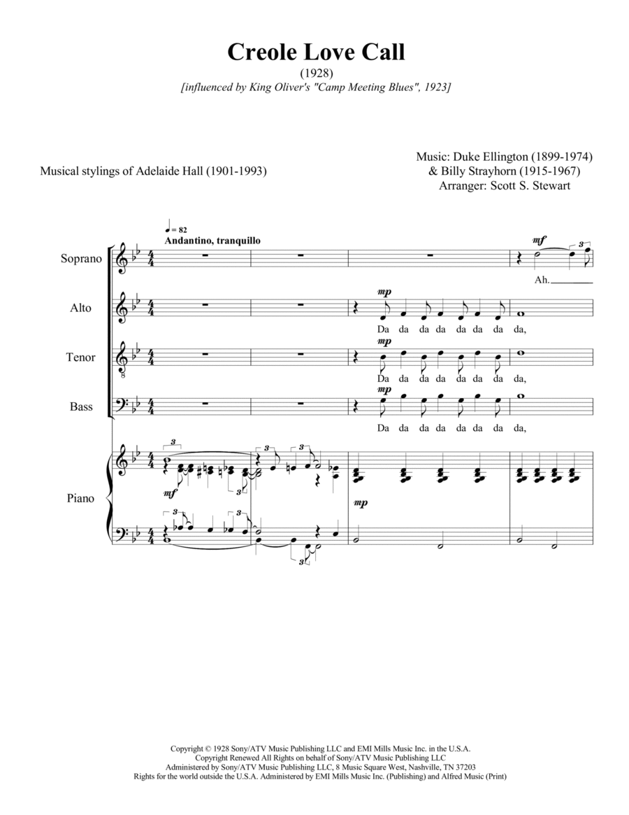 The Creole Love Call The Creole Love Call 4-Part scores gallery preview page 1