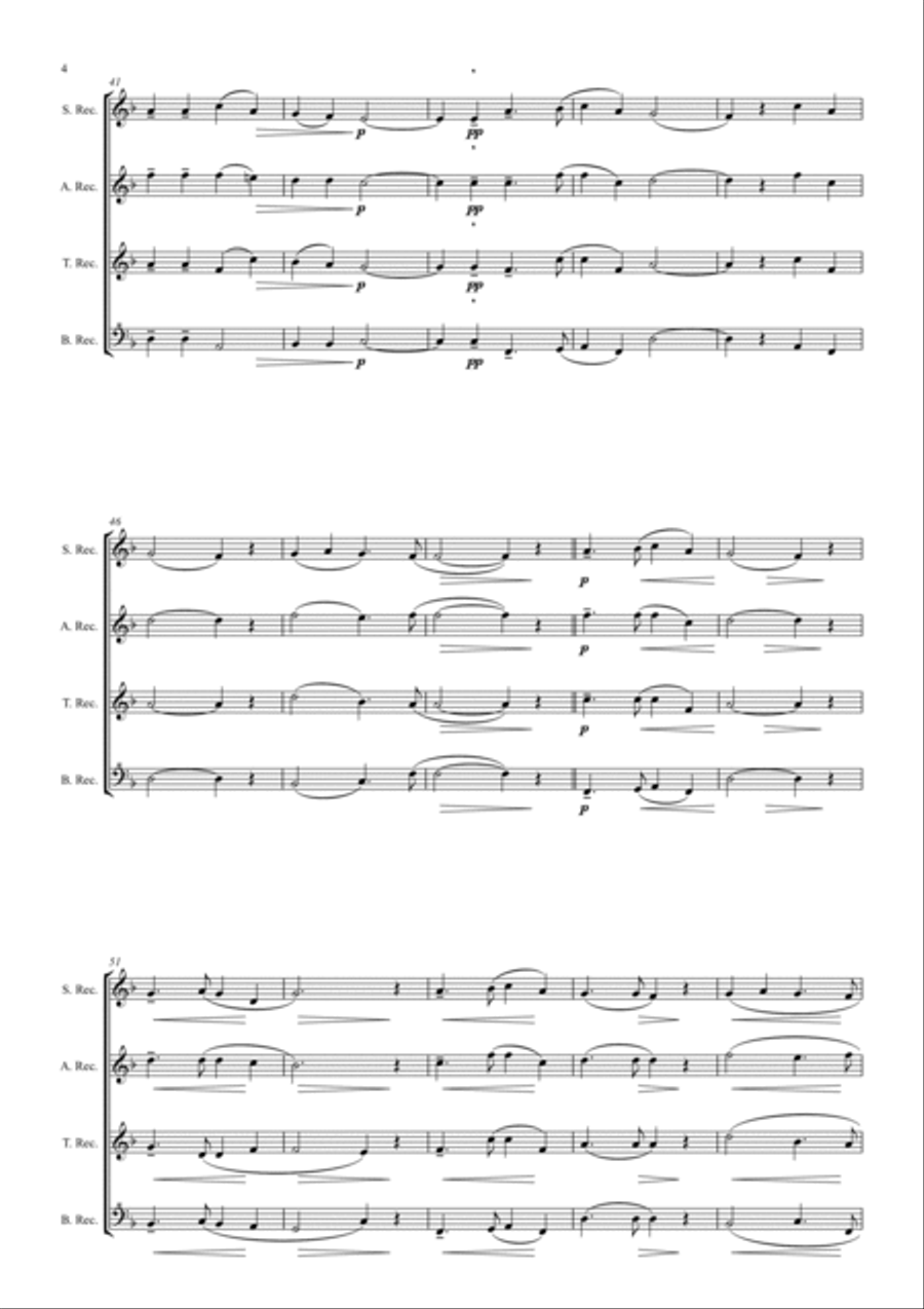 In the Bleak MidWinter - Recorder quartet Soprano Recorder scores gallery preview page 4