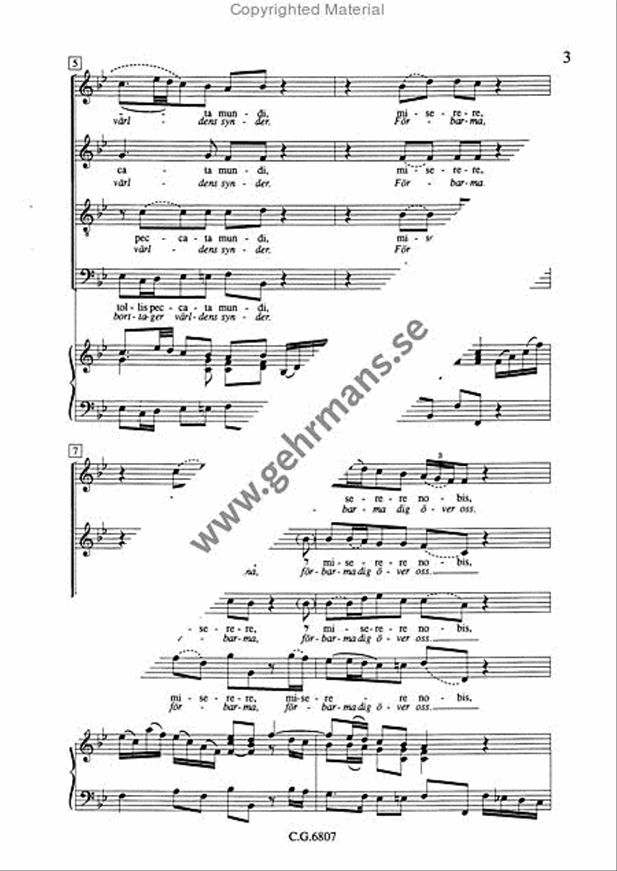 Agnus Dei / O, Guds lamm Agnus Dei / O, Guds lamm 4-Part scores gallery preview page 3