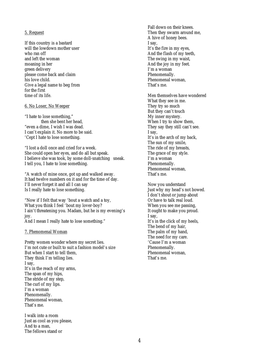 Phenomenal Woman Soprano Voice scores gallery preview page 4