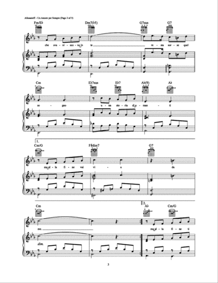 Un Amore per Sempre Un Amore per Sempre Piano, Vocal, Guitar scores gallery preview page 3