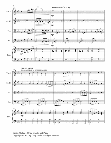 EASTER ALLELUIA MEDLEY (Quintet - String Quartet and Piano with Score & Parts) image number null