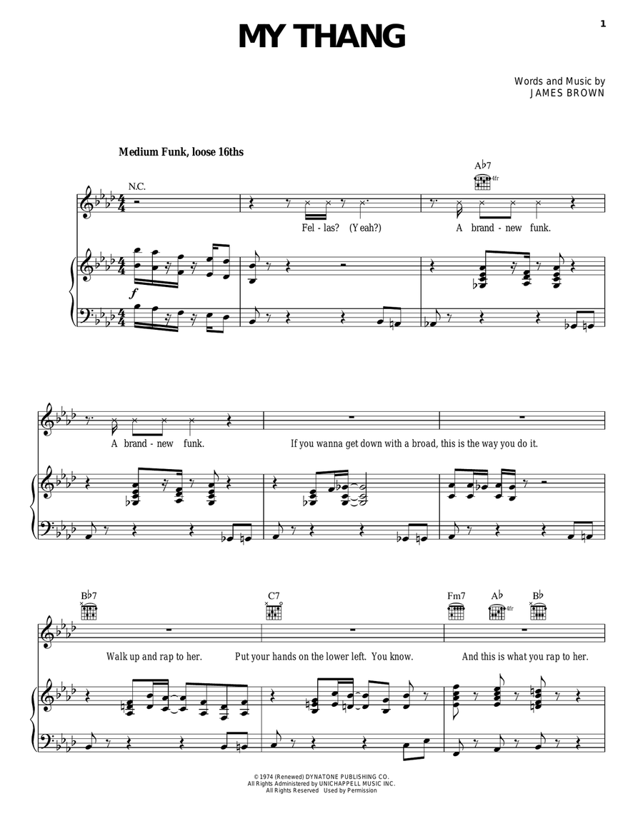 My Thang My Thang Piano, Vocal, Guitar scores gallery preview page 1