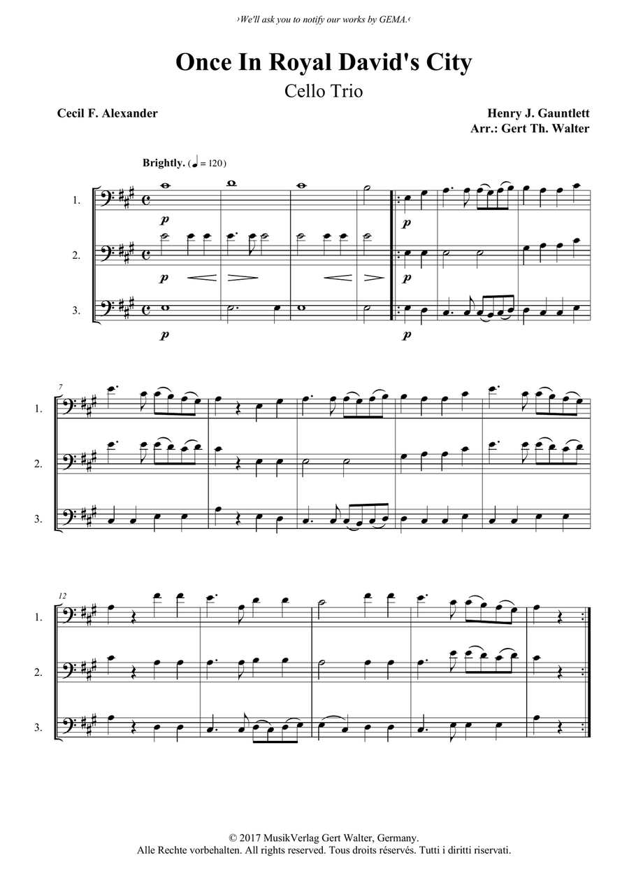 Once In Royal David's City String Trio scores gallery preview page 1