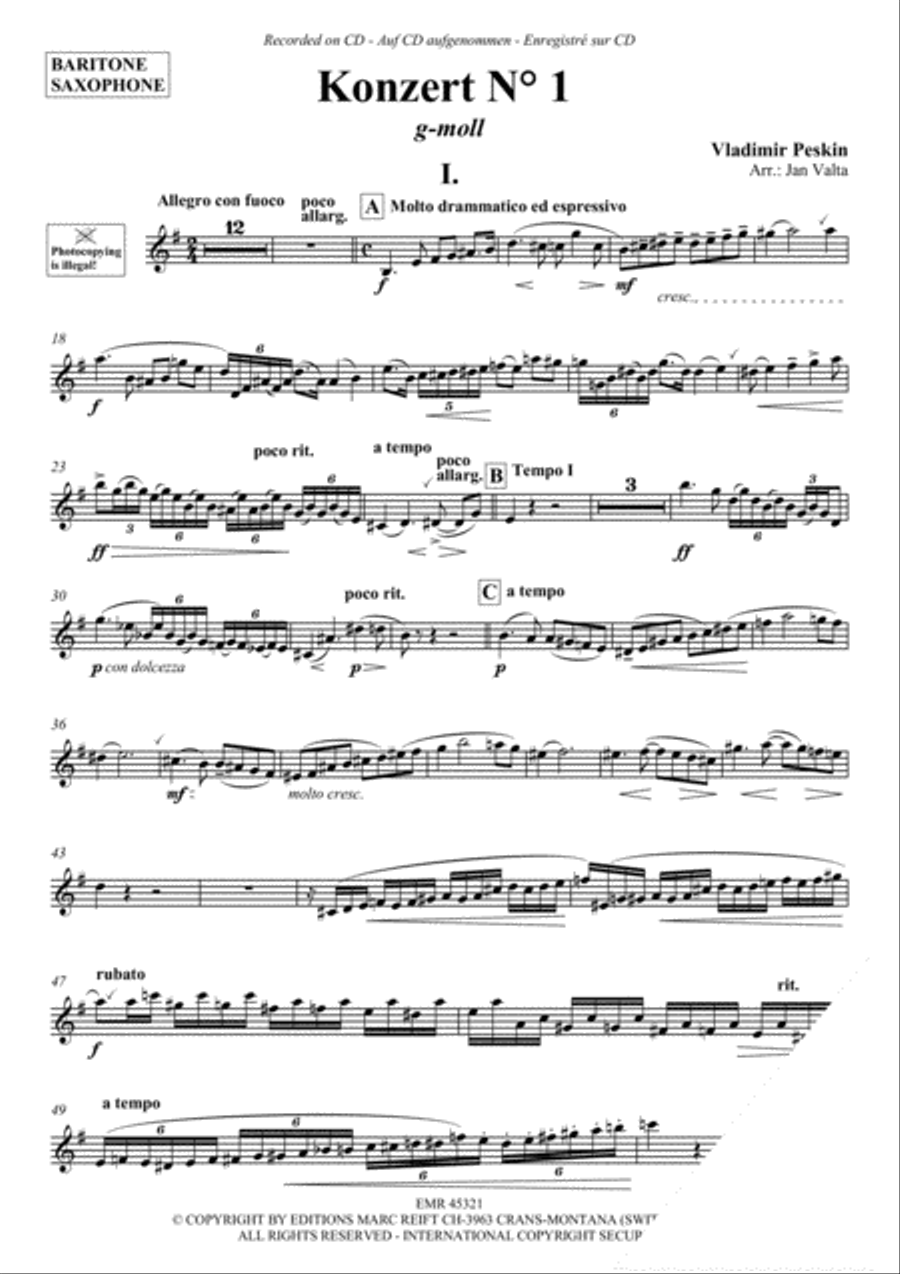 Konzert No. 1 g-moll Baritone Saxophone scores gallery preview page 3