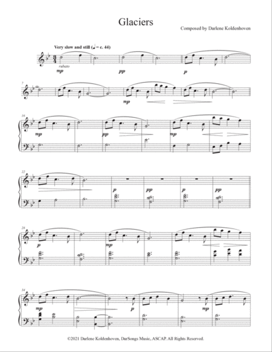 Glaciers Piano Solo scores gallery preview page 2