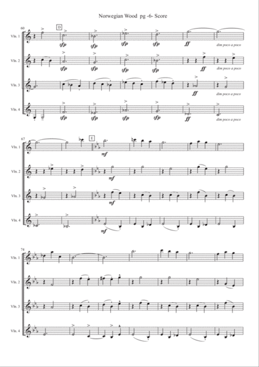 Norwegian Wood (this Bird Has Flown) Violin Solo scores gallery preview page 6