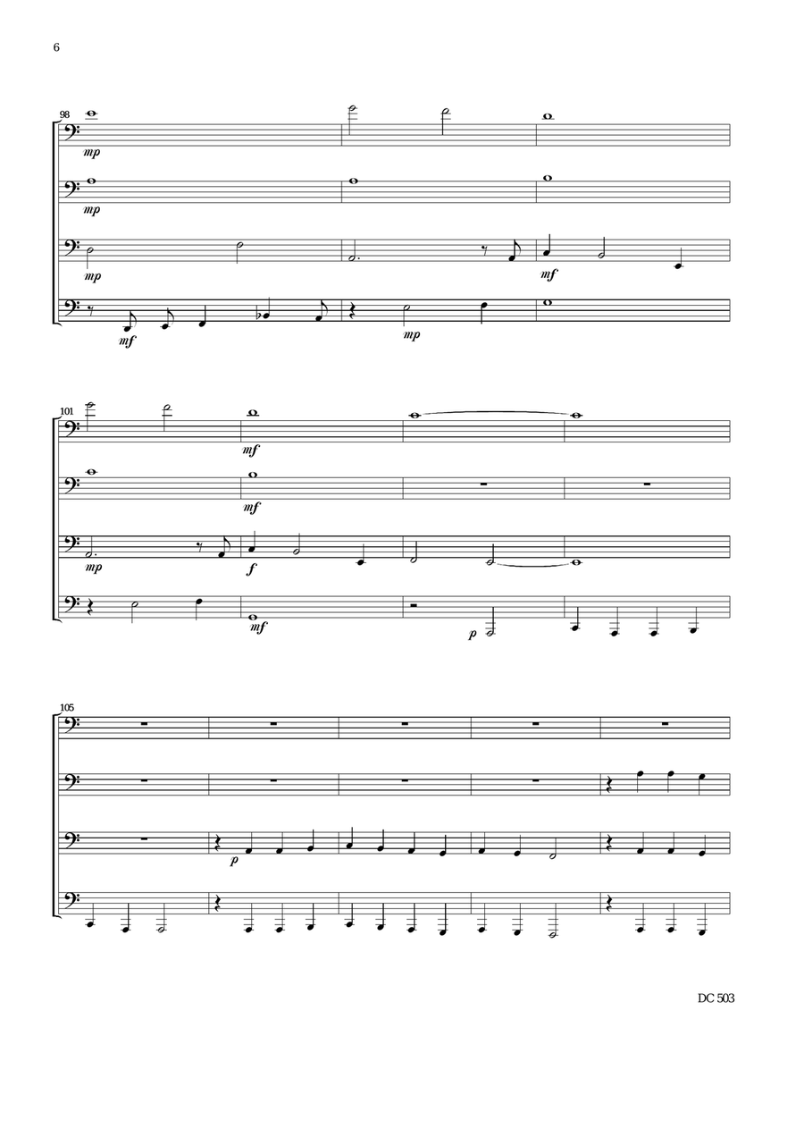 Prayer before the close of day - tuba quartet Tuba Quartet scores gallery preview page 6