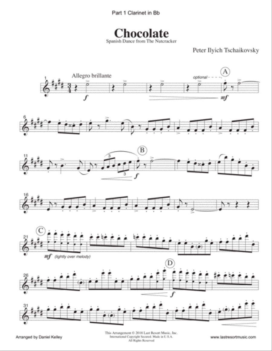 Chocolate from the Nutcracker for Piano Trio (Violin, Cello & Piano) or Piano Quartet Small Ensemble scores gallery preview page 5