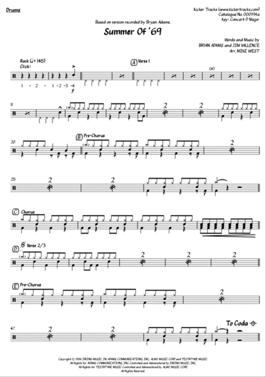 Summer Of '69 Summer Of '69 Drum Set scores gallery preview page 2