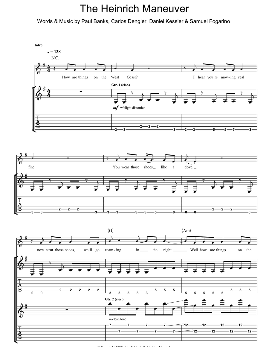 The Heinrich Maneuver Guitar Tablature scores gallery preview page 1
