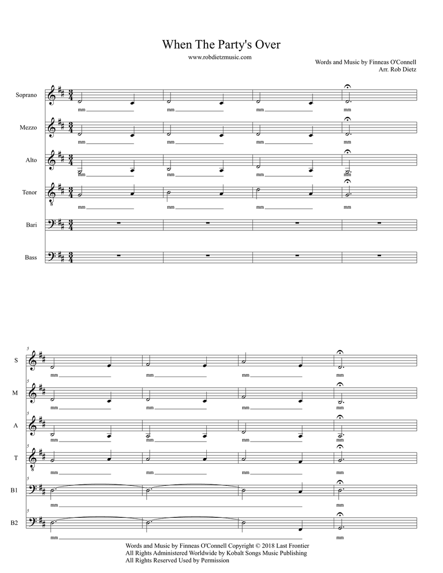 When The Party's Over Divisi scores gallery preview page 1