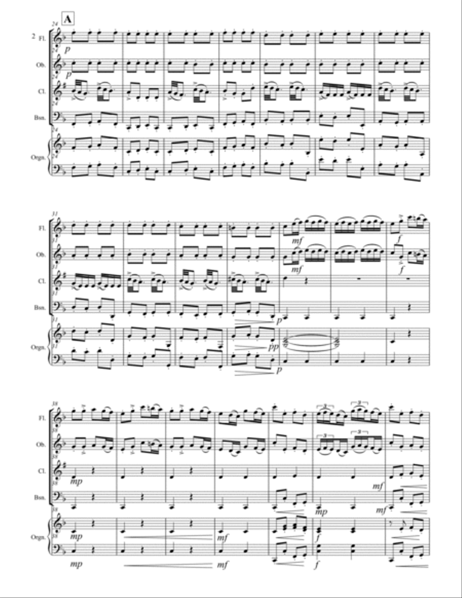 Vivaldi - Concerto in D Major RV 93 (for Woodwind Quartet and Optional Organ) Woodwind Quartet scores gallery preview page 3