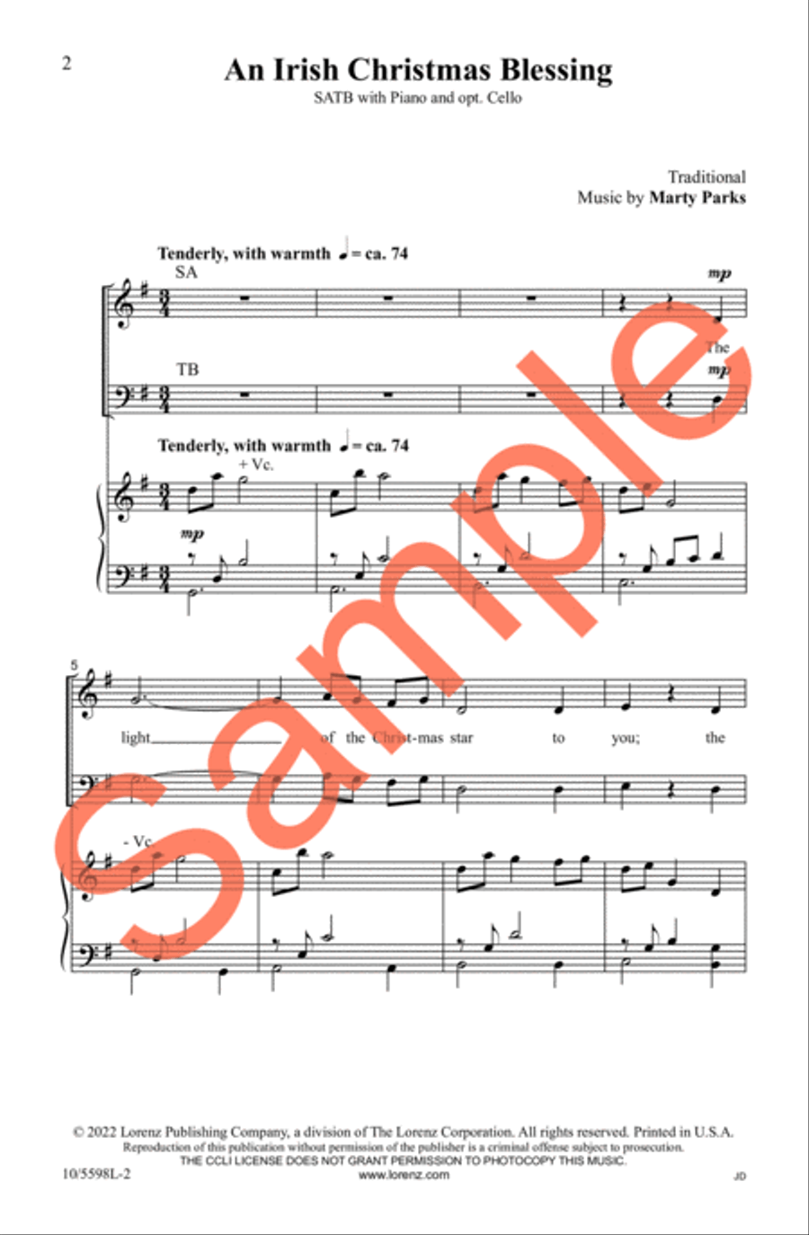 An Irish Christmas Blessing 4-Part scores gallery preview page 3