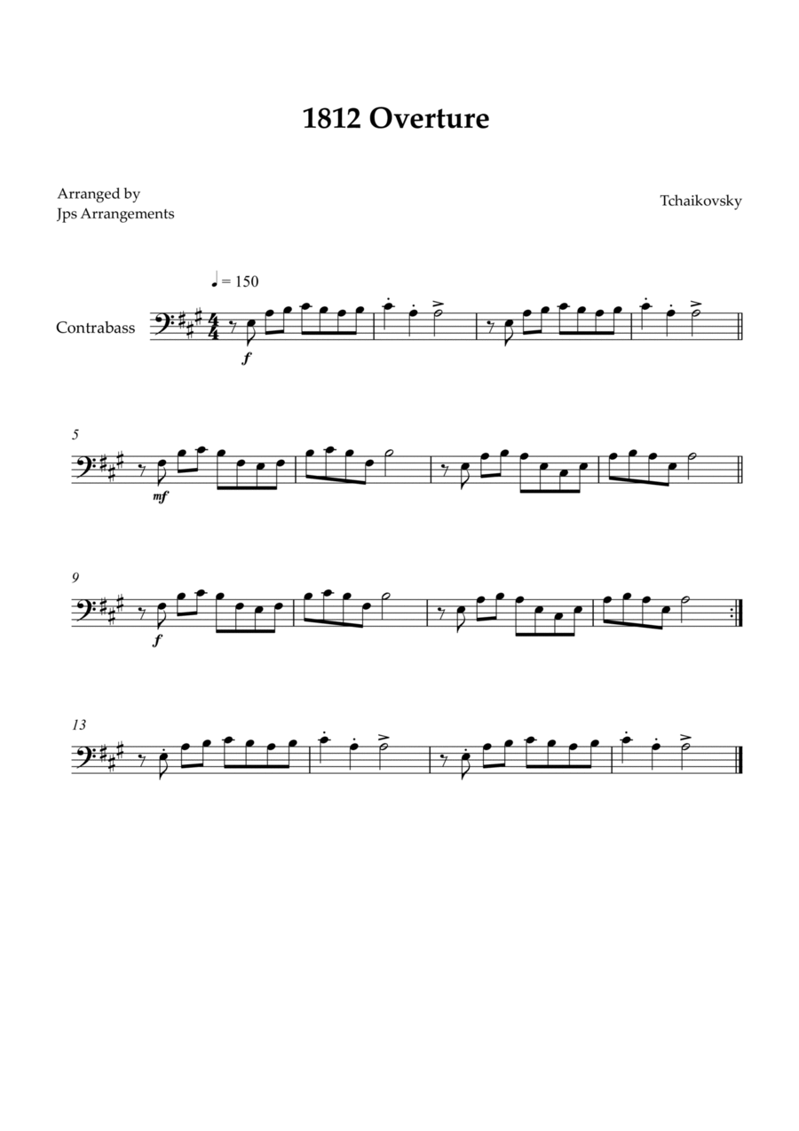 1812 Overture for Contrabass Double Bass scores gallery preview page 1