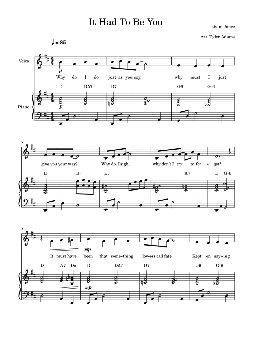 It Had To Be You (Voice and Piano) Voice Solo scores gallery preview page 1