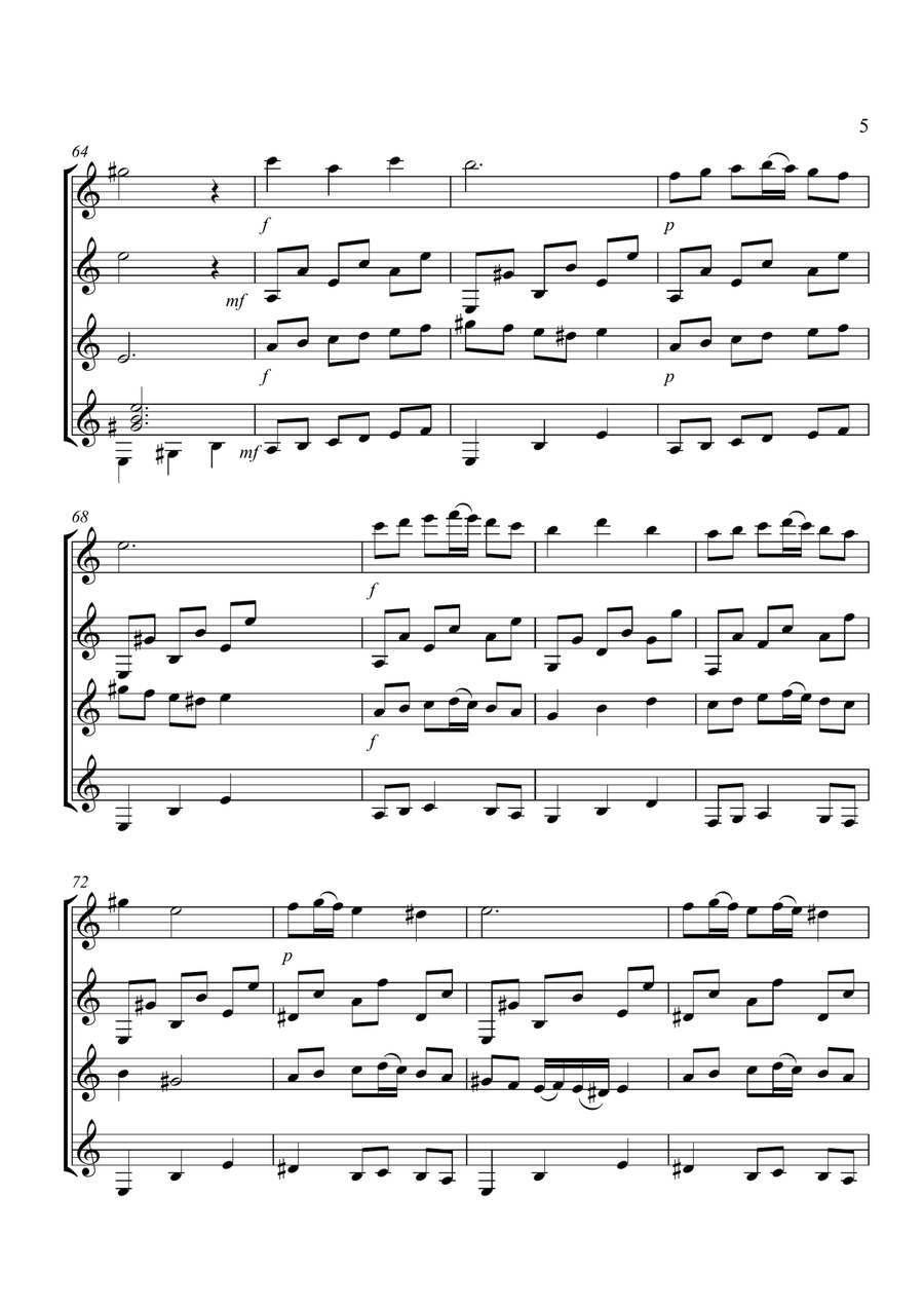 Malaguena ( Guitar Quartet ) Guitar Ensemble scores gallery preview page 5