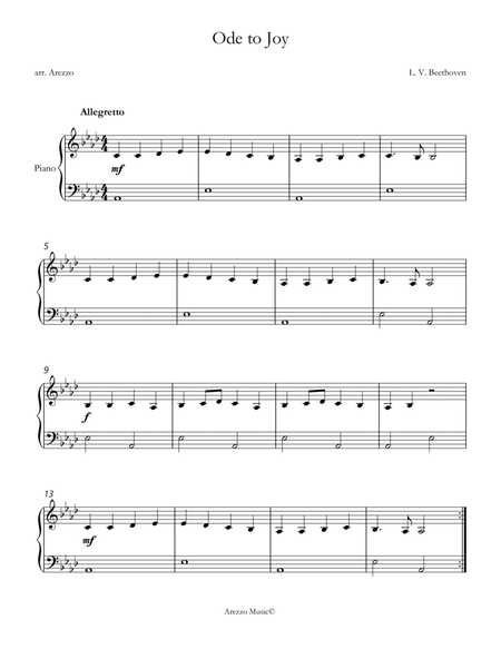 ode to joy easy piano sheet music transposed to ab image number null