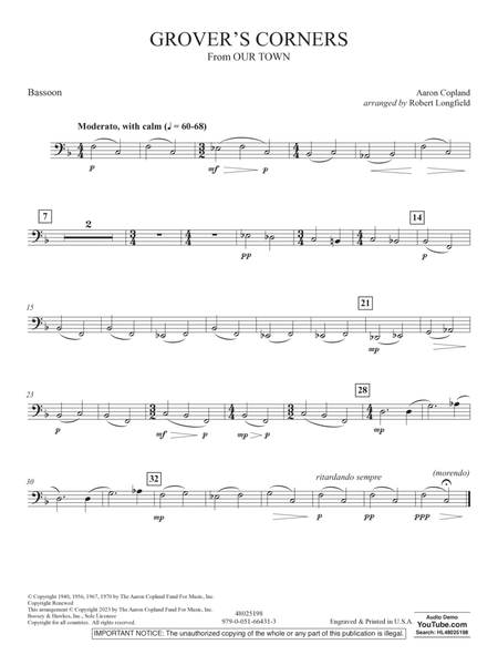 Grover's Corners (from Our Town) (arr. Robert Longfield) - Bassoon