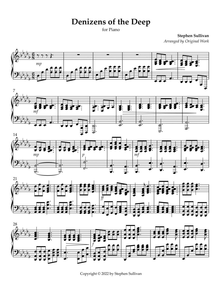 Denizens of the Deep (2017) Piano Solo scores gallery preview page 1