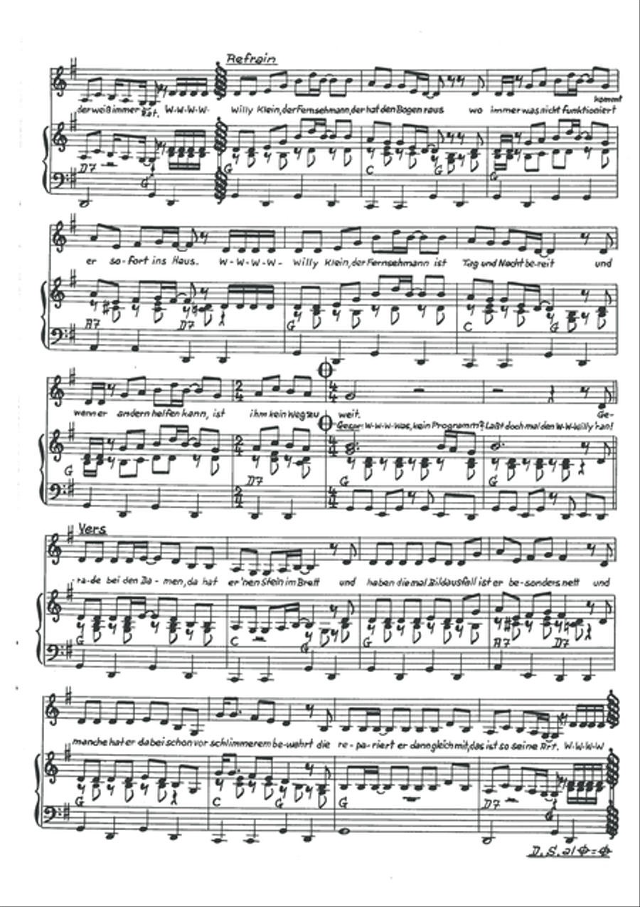 Willy Klein, der Fernsehmann Piano, Vocal scores gallery preview page 4