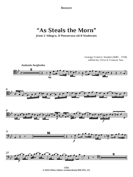 As steals the morn. From L'Allegro, il pensoroso ed il Moderato
