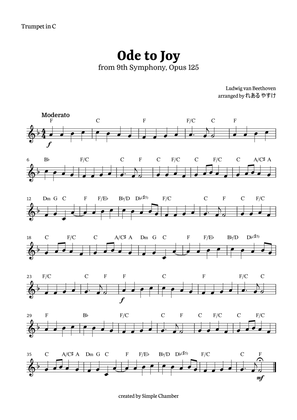 Ode to Joy for Trumpet in C Solo by Beethoven Opus 125