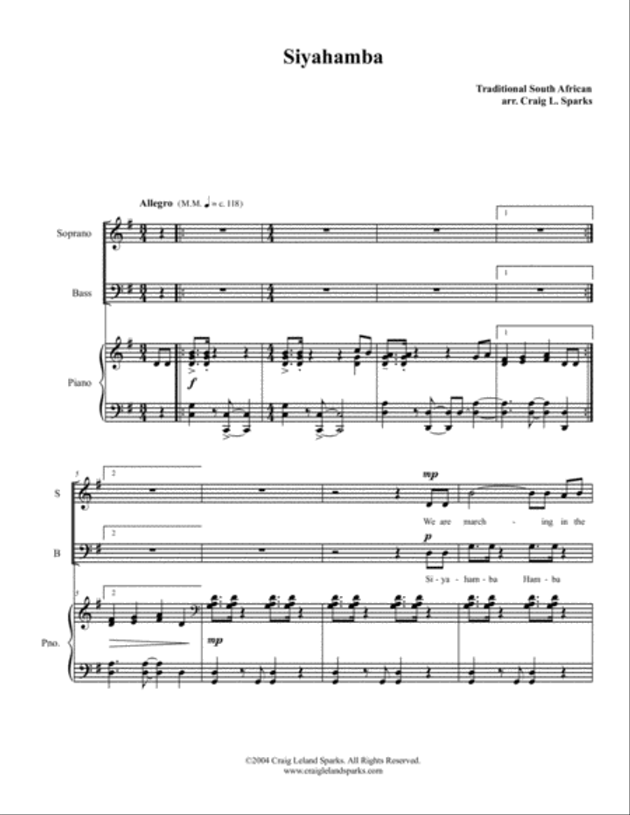 Siyahamba Siyahamba 4-Part scores gallery preview page 1