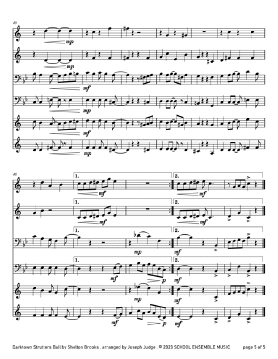 Darktown Strutters Ball by Shelton Brooks for Brass Quartet in Schools Brass Quartet scores gallery preview page 5