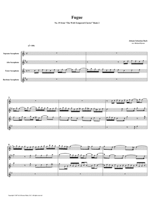 Fugue 19 from Well-Tempered Clavier, Book 2 (Saxophone Quartet)