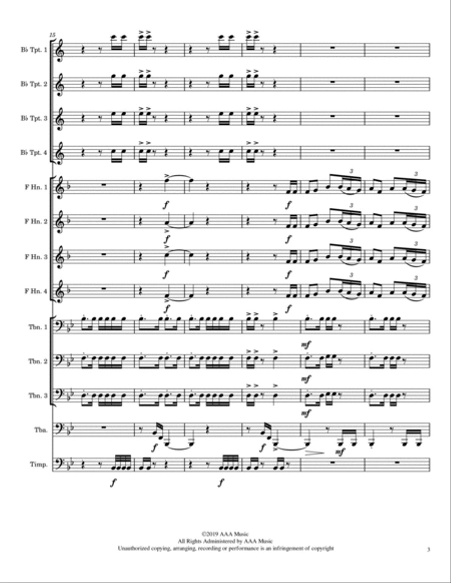 Fanfare for Brass & Timpani Horn scores gallery preview page 3