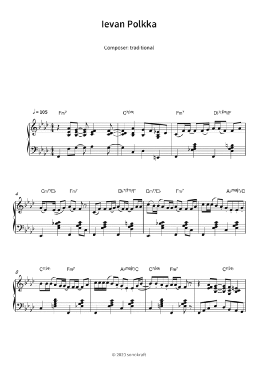 Ievan Polkka Piano Solo scores gallery preview page 3