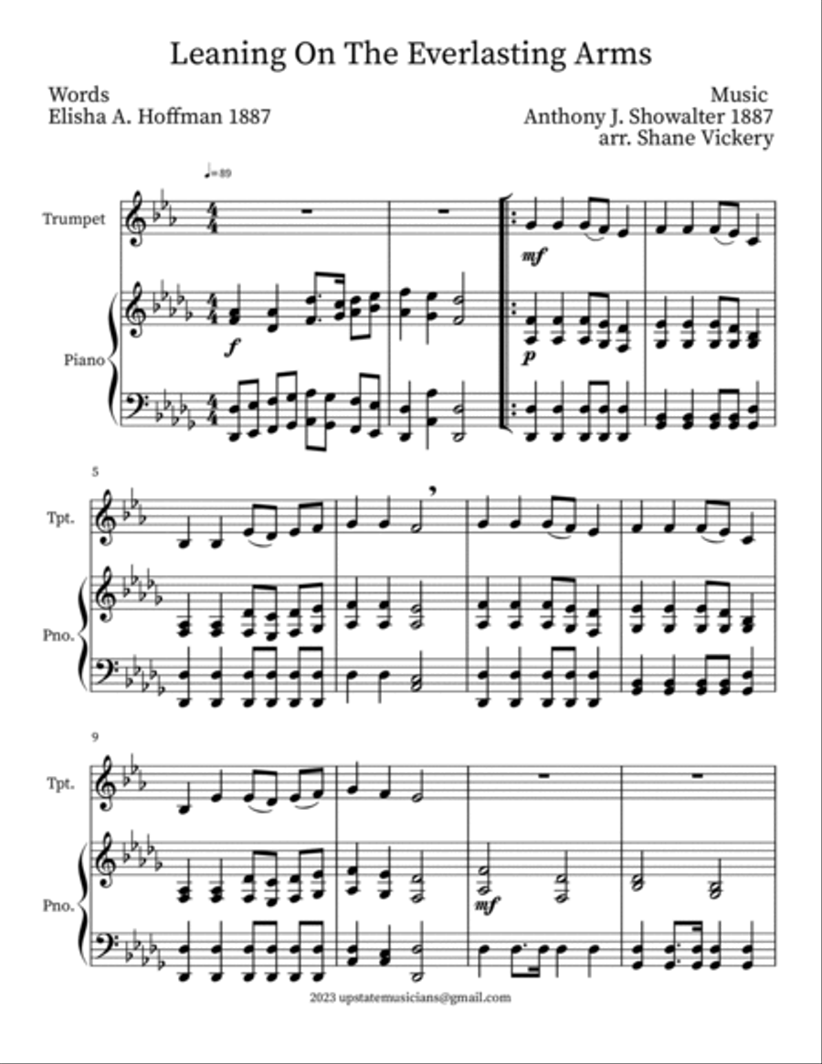 Leaning On The Everlasting Arms Trumpet Solo scores gallery preview page 2