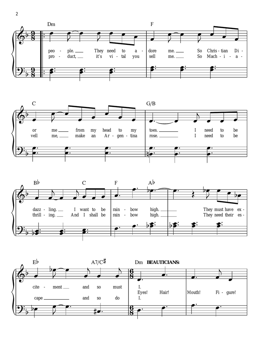Rainbow High Easy Piano scores gallery preview page 2