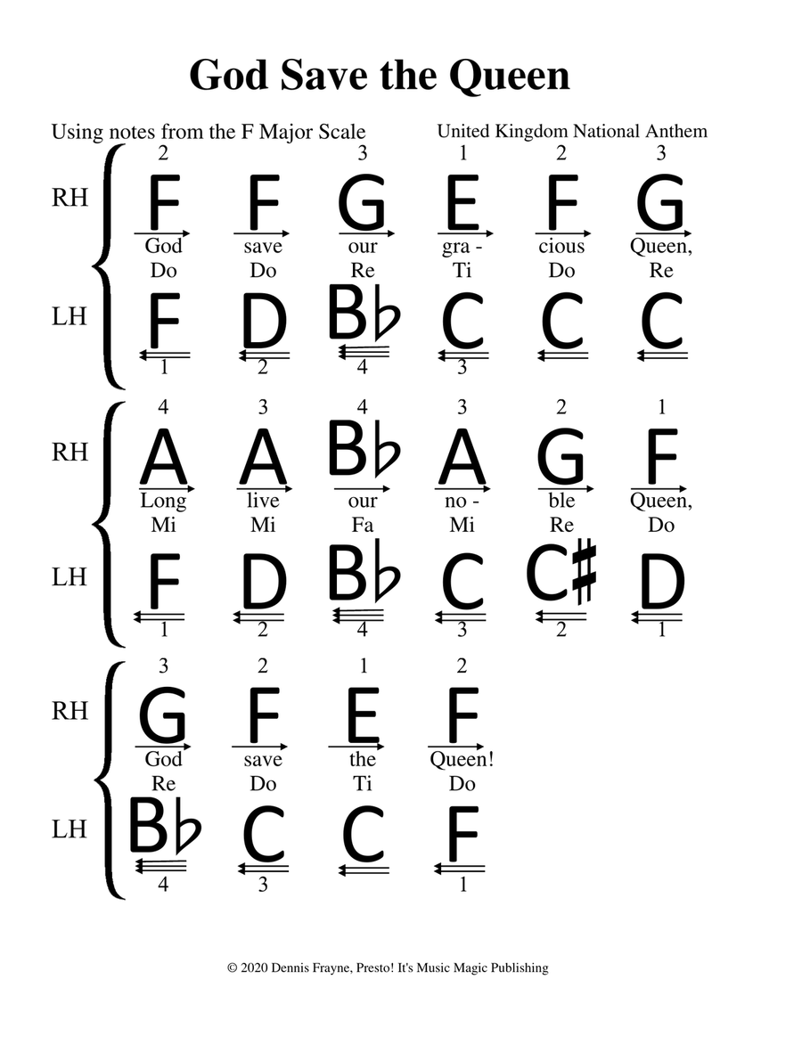 God Save the Queen (big letter notation) Piano, Vocal scores gallery preview page 1