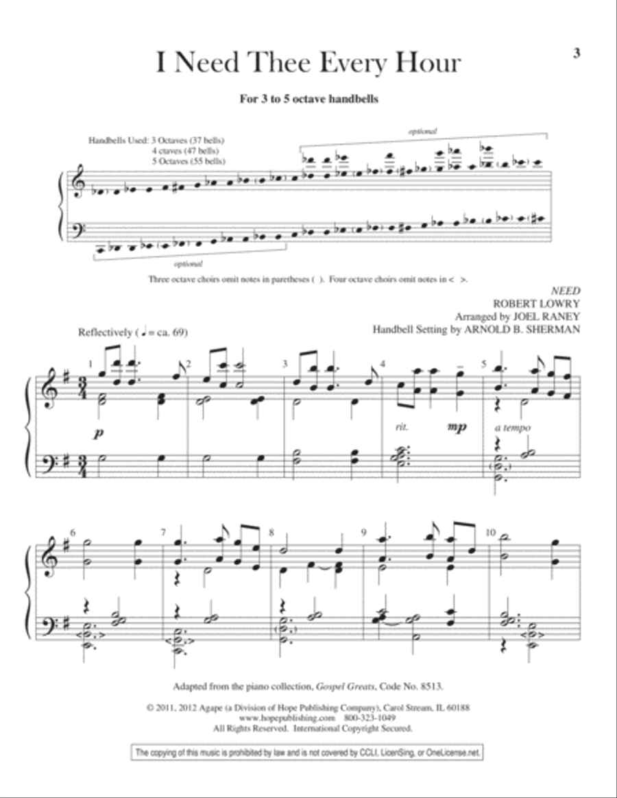 I Need Thee Every Hour 5-Octaves scores gallery preview page 4