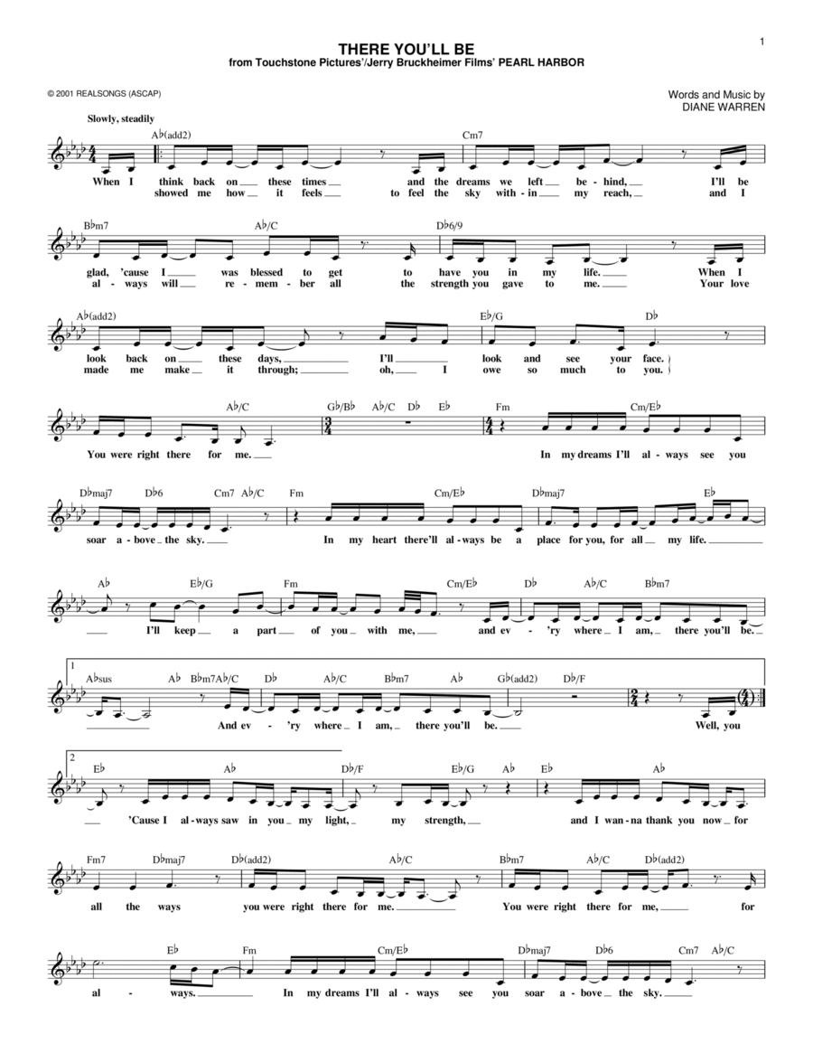 There You'll Be Piano scores gallery preview page 1