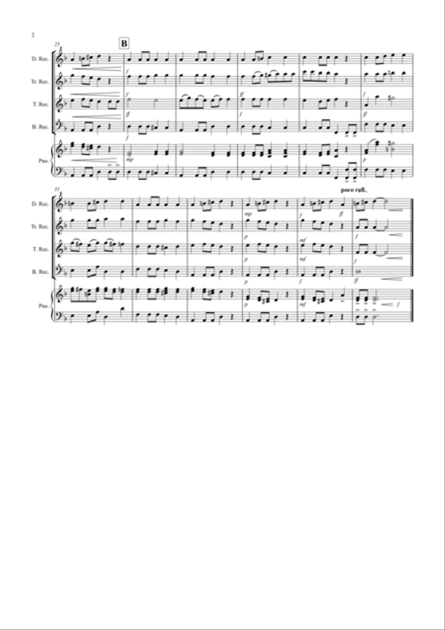Beethoven Symphony No.7 (slow movement) for Recorder Quartet Recorder scores gallery preview page 2
