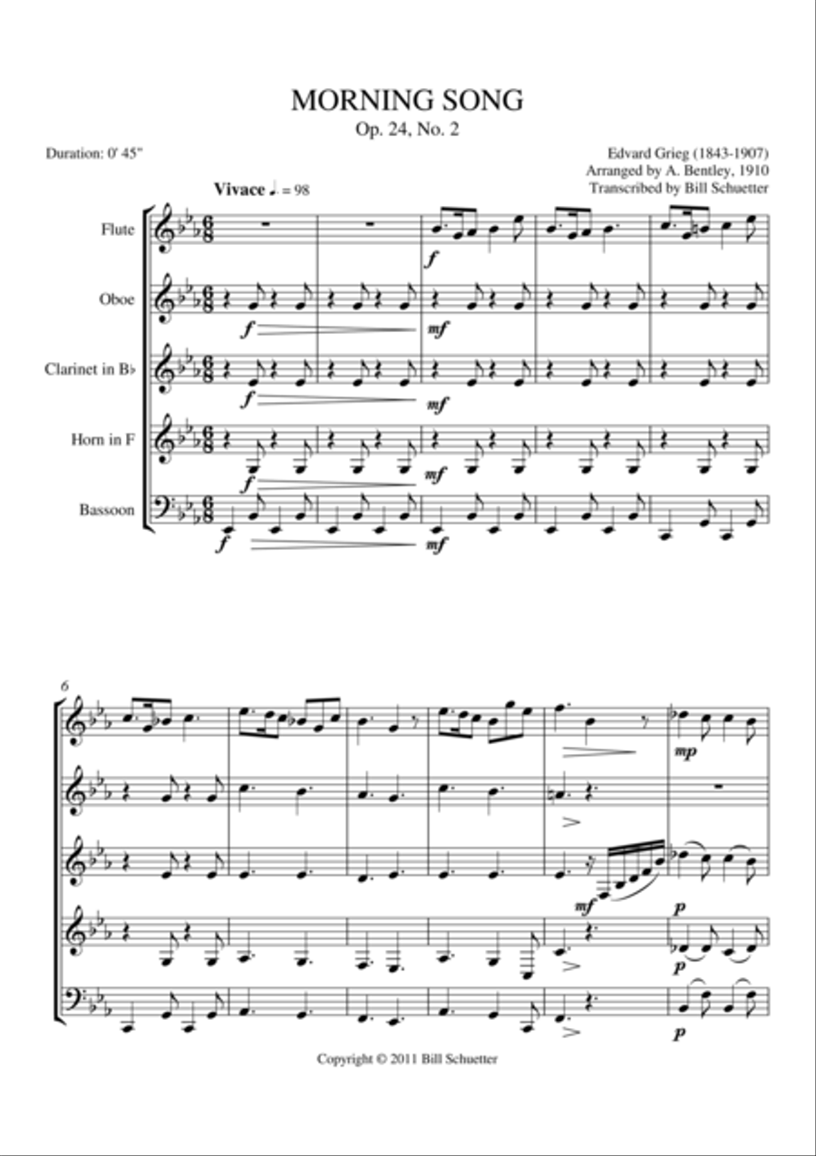 Morning Song Woodwind Quintet scores gallery preview page 2