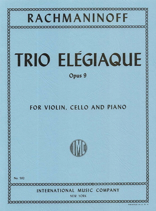 Book cover for Trio Elegiaque No. 2 In D Minor, Opus 9