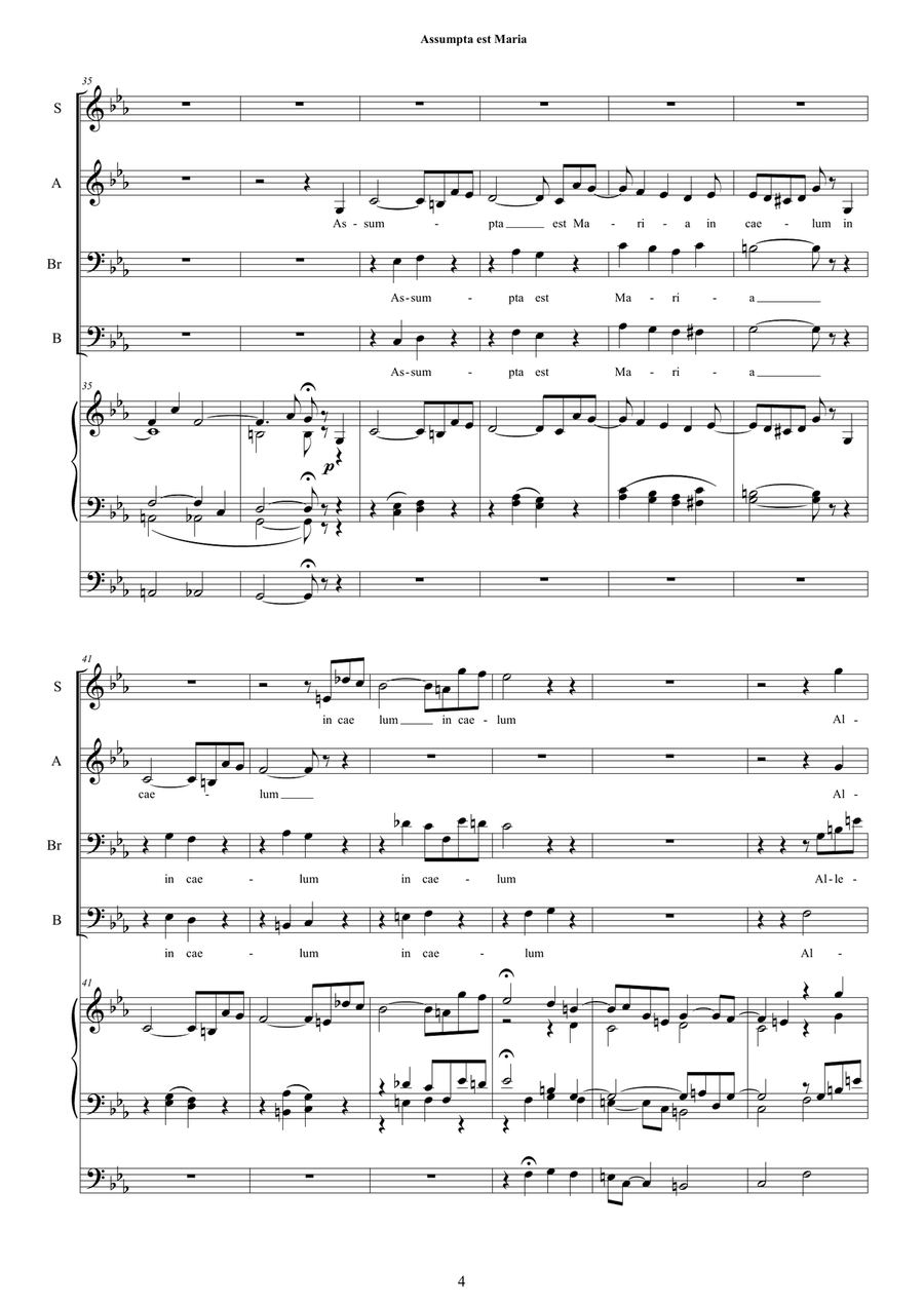 Assumpta est Maria - Motet for Choir SABrB and organ Choir scores gallery preview page 4